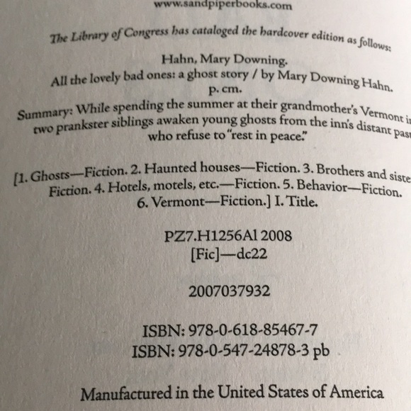 ALL The Lovely Bad Ones by Mary Downing Hahn Paperback 2008 - Picture 3 of 5